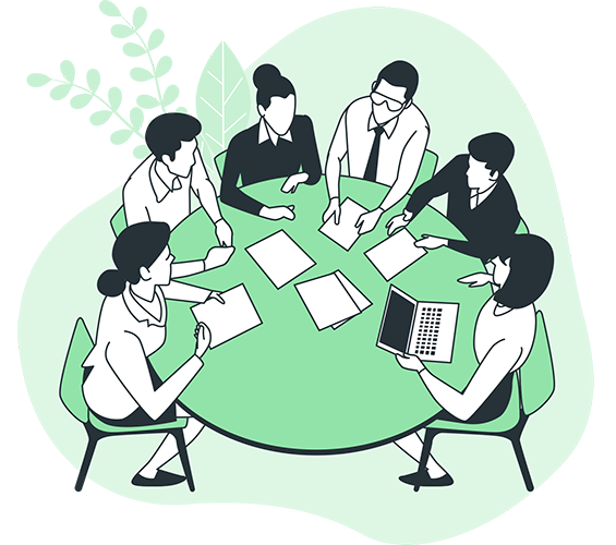 illustration of group at round table