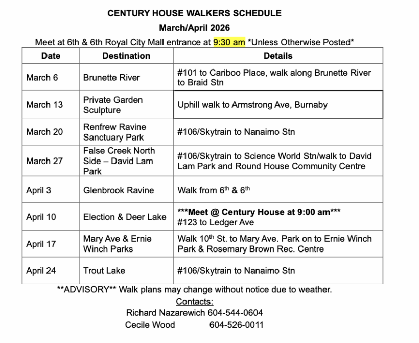 walkers schedule Mar-Apr